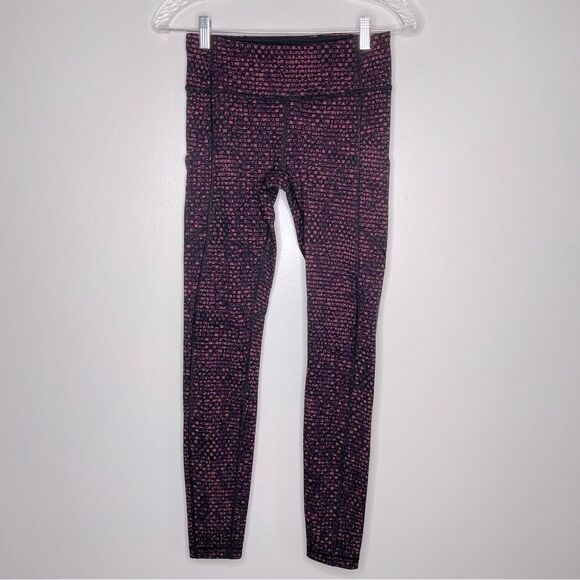Lululemon Speed Tight V Shatter Weave Dust Coral Plum workout leggings - Picture 2 of 9